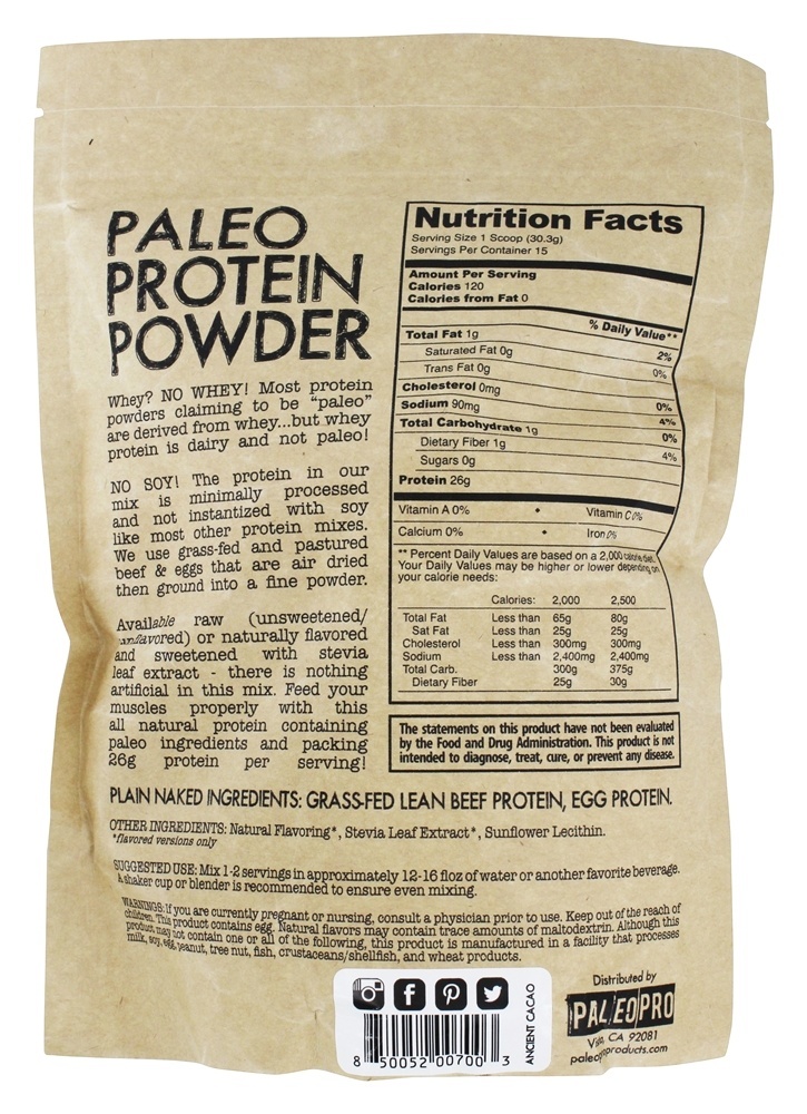 Paleo Proteína Pó Beber Misturar Antigo Cacau - 1 lb. Paleo Pro - Imagem 2