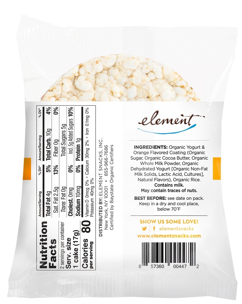Bolinhos De Arroz De Baunilha Laranja - 1.2 oz. Element - Imagem 2