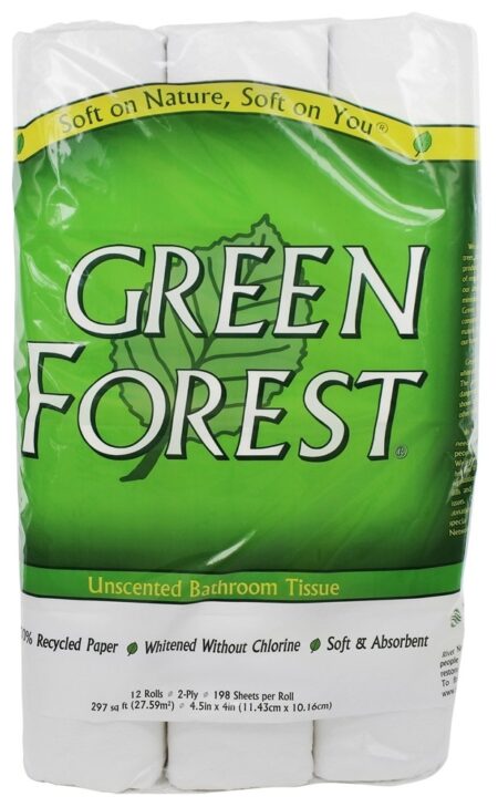 Banho de tecido 100 % reciclado 2-Ply 198 Sheets - 12 Rolo (s) Green Forest