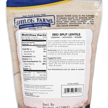 Lentilhas vermelhas orgânicas - 15 oz. Shiloh Farms - Imagem 2