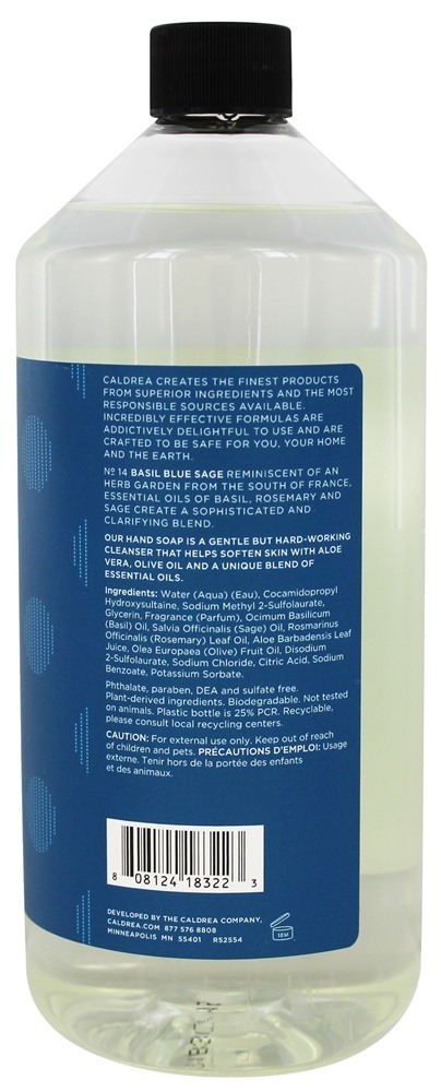 Mão Sabão Reabastecer Manjericão Azul Sábio - 32 fl. oz. Caldrea - Imagem 2