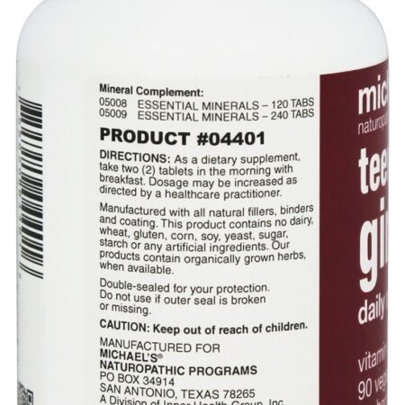 Multivitamínico Diário Para Garotas Adolescentes - 90 Comprimidos vegetarianos Michael's Naturopathic Programs - Imagem 3