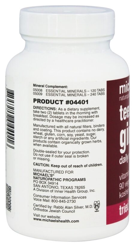 Multivitamínico Diário Para Garotas Adolescentes - 90 Comprimidos vegetarianos Michael's Naturopathic Programs - Image 3