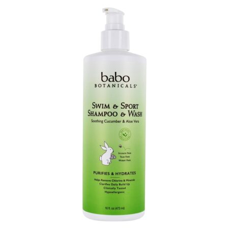 Swim & Sport Shampoo e lavagem de pepino e Aloe Vera - 16 fl. oz. Babo Botanicals