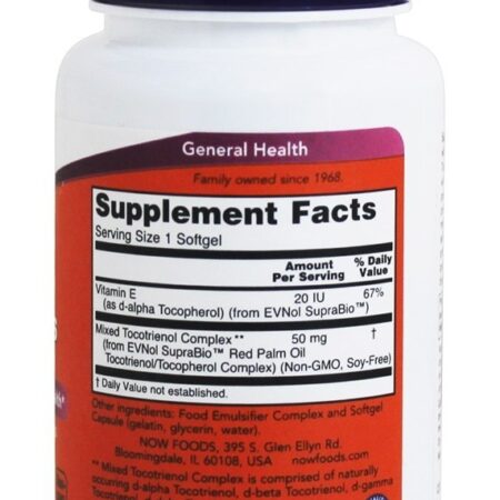 Tocotrienóis da palma vermelha 50 mg. - 60 Softgels NOW Foods - Imagem 2