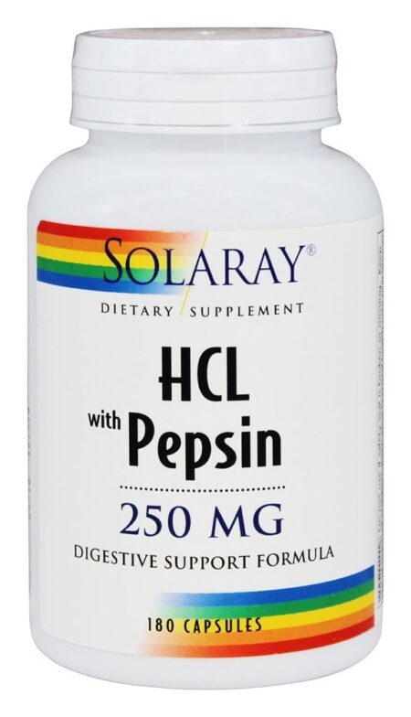 HCL com Pepsina 250 mg. - Cápsulas 180 Solaray