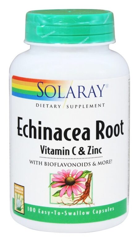 Raiz de Echinacea com Vitamina C e Zinco - Cápsulas 100 Solaray