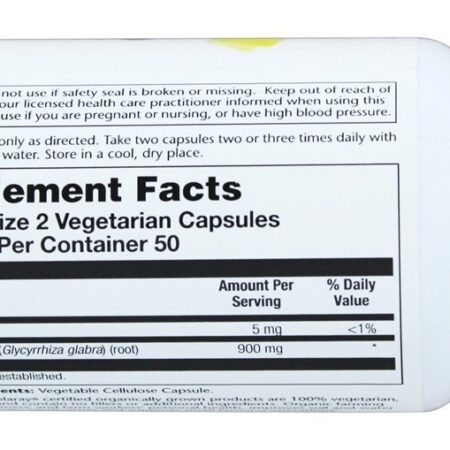 Alcaçuz cultivado organicamente - Cápsulas vegetarianas 100 Solaray - Imagem 2