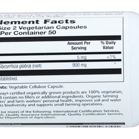 Alcaçuz cultivado organicamente - Cápsulas vegetarianas 100 Solaray - Imagem 3