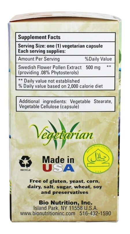 Extrato de Pólen de Flor Sueco 500 mg. - Cápsulas vegetarianas 60 Bio Nutrition - Image 2