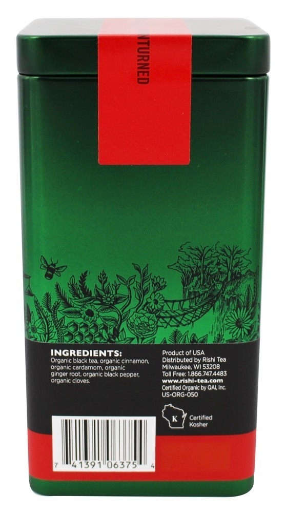Masala Chai Orgânico Solto Folha Preto Chá - 3 oz. Rishi Tea - Imagem 2