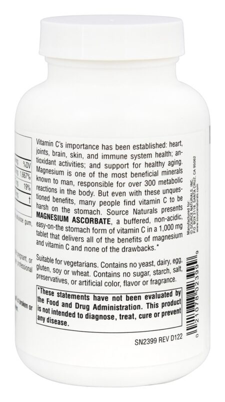 Ascorbato de Magnésio 1000 mg. - 120 Tablets Source Naturals - Image 3