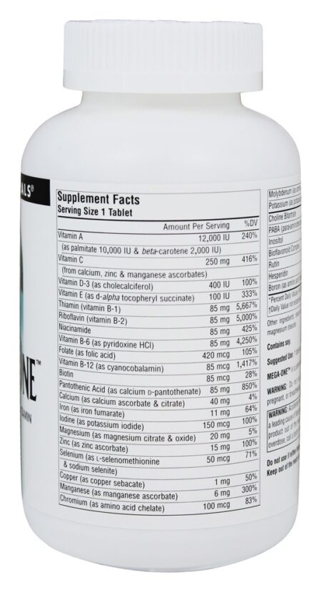 Mega-uma alta potência multi-vitamina com minerais - 180 Tablets Source Naturals - Image 2