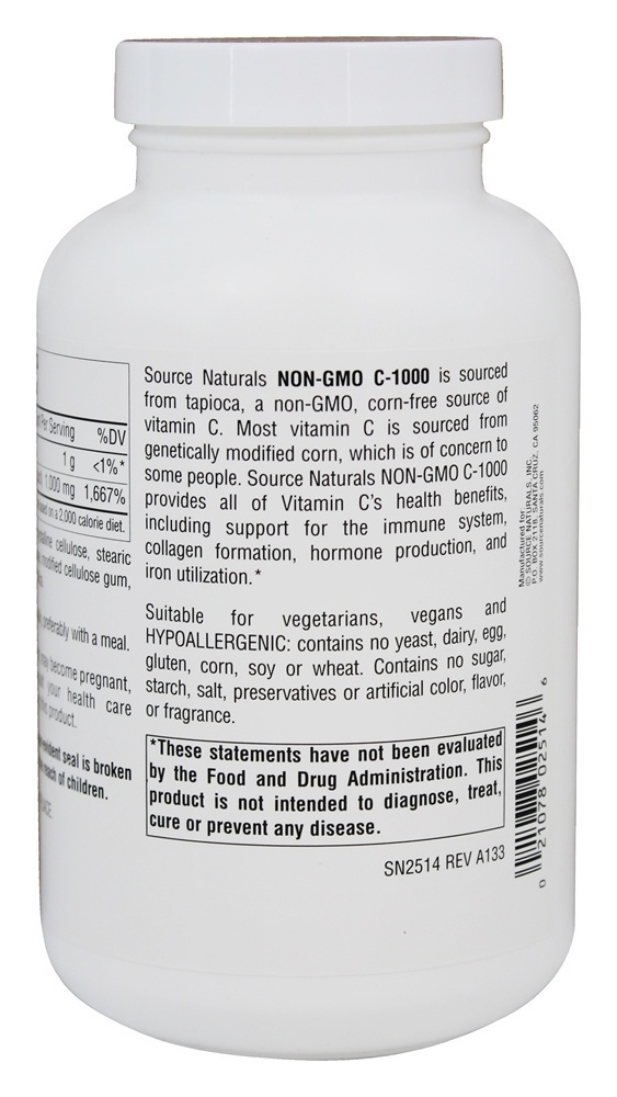 Não transgênico C1000 - 240 Tablets Source Naturals - Imagem 3