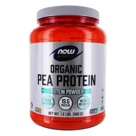 AGORA Sports Orgânica Proteína de Ervilha Em Pó Sem Manchas Vegetais Naturais Sem sabor - 1.5 lbs. NOW Foods