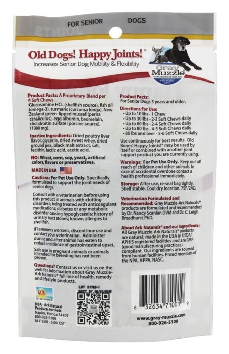 Focinho Cinza Cachorro Velho! Juntas Felizes! Suporte ao Envelhecimento Canino - 90 mastigação suave Ark Naturals - Image 2