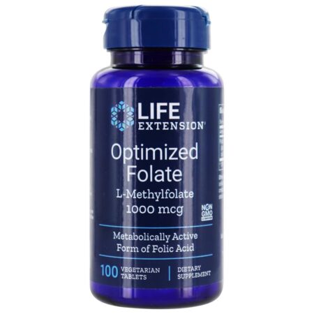 Folato Otimizado L-Metilfolato 1000 mcg. - 100 Comprimidos vegetarianos Life Extension