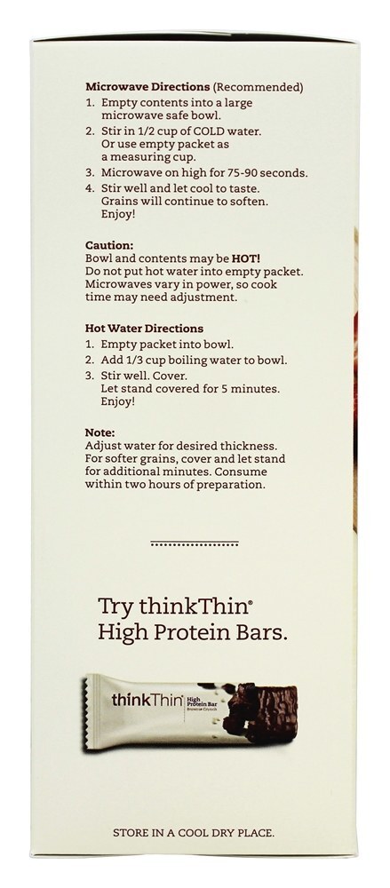 thinkthin Proteína e Fibra Quente Aveia Farmer's Market Baga Esmigalhar - 6 Pacotes (s) Think Products - Imagem 4