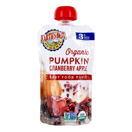 Organic Stage 3 Purê de Comida para Bebê 9 + Meses de Maçã Cranberry de Abóbora - 4.2 oz. Earth's Best