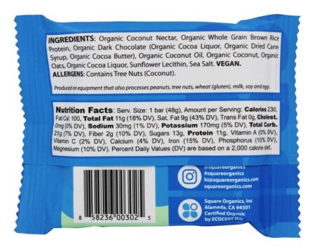 Coco De Proteína Orgânica De Coco Revestido De Chocolate - 1.7 oz. Square Organics - Image 2