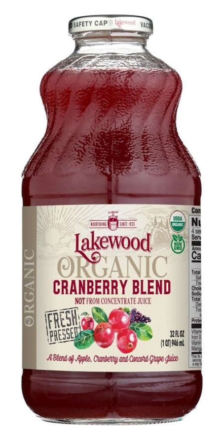 Mistura de suco prensado fresco orgânico Cranberry - 32 fl. oz. Lakewood