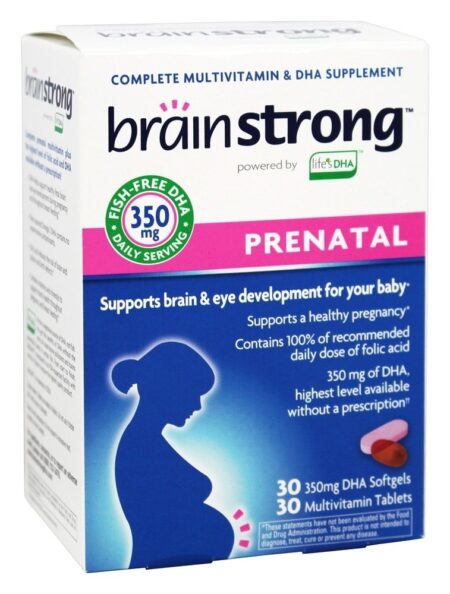 BrainStrong Prenatal - 30 Comprimidos multivitamínicos / 30 cápsulas moles Amerifit Brands