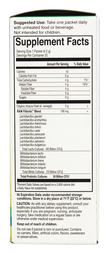 Dr. Formulated Probiótico Fitbiotic Sem Sabor 50 Bilhões de UFC - 20 Pacotes (s) Garden of Life - Imagem 2