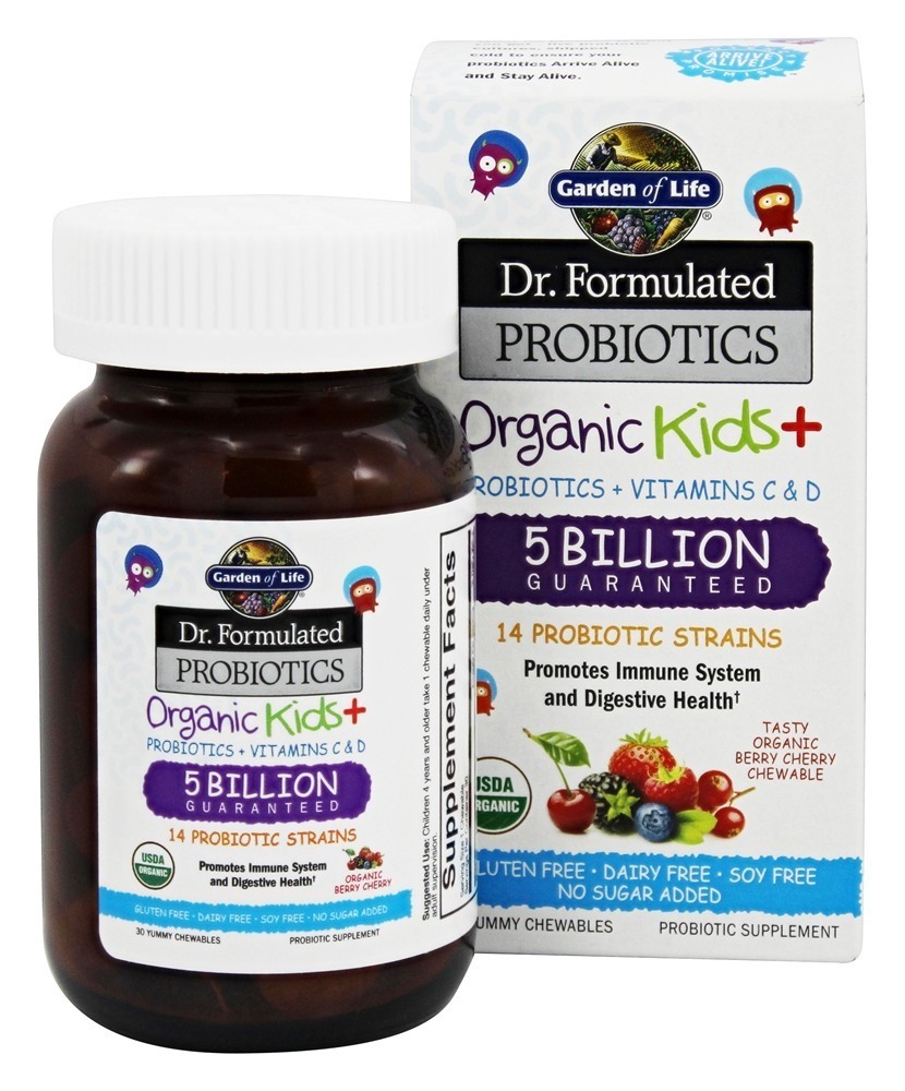 Dr. Formulated Probiótico Orgânico para Crianças 5 Bilhões de UFC - 30 Mastigáveis Garden of Life