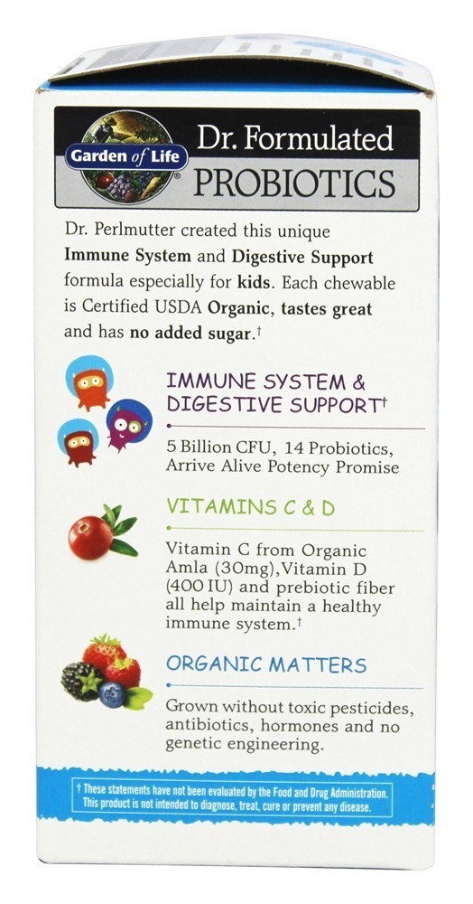Dr. Formulated Probiótico Orgânico para Crianças 5 Bilhões de UFC - 30 Mastigáveis Garden of Life - Imagem 4