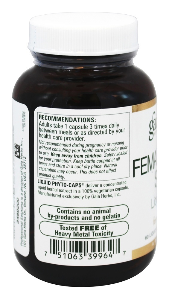 Suporte de hormônio feminino - 60 cápsulas Gaia Herbs Professional líquido anteriormente conhecidas como fitoestrogênio Gaia Herbs Professional - Imagem 3