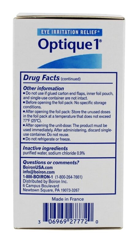 Optique1 colírio medicamento homeopático para alívio da irritação ocular - 30 Dose (s) Boiron - Image 3