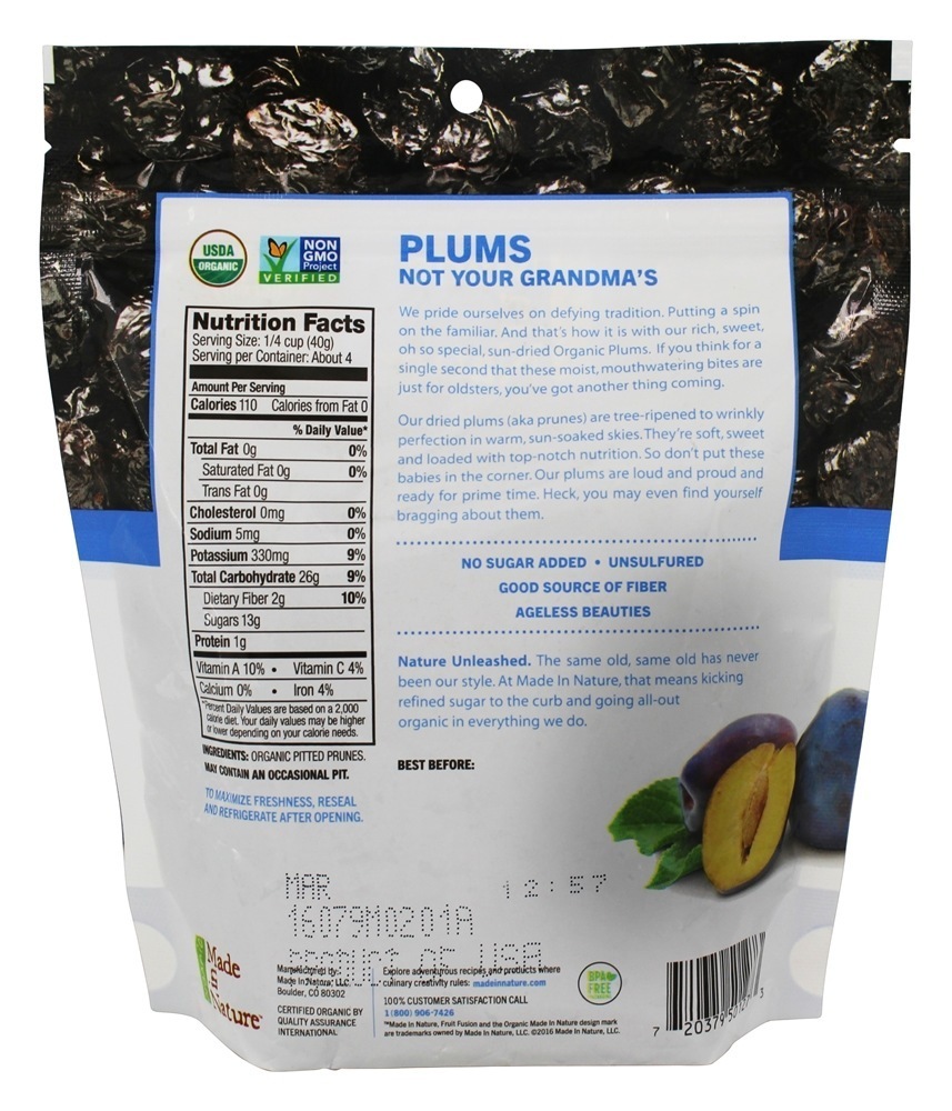 Ameixas secas Supersnacks bem podadas - 6 oz. Made in Nature - Imagem 2