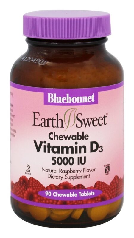 Earthsweet Chewabl Vitamina D3 5000 IU - 90 comprimidos mastigáveis Bluebonnet Nutrition