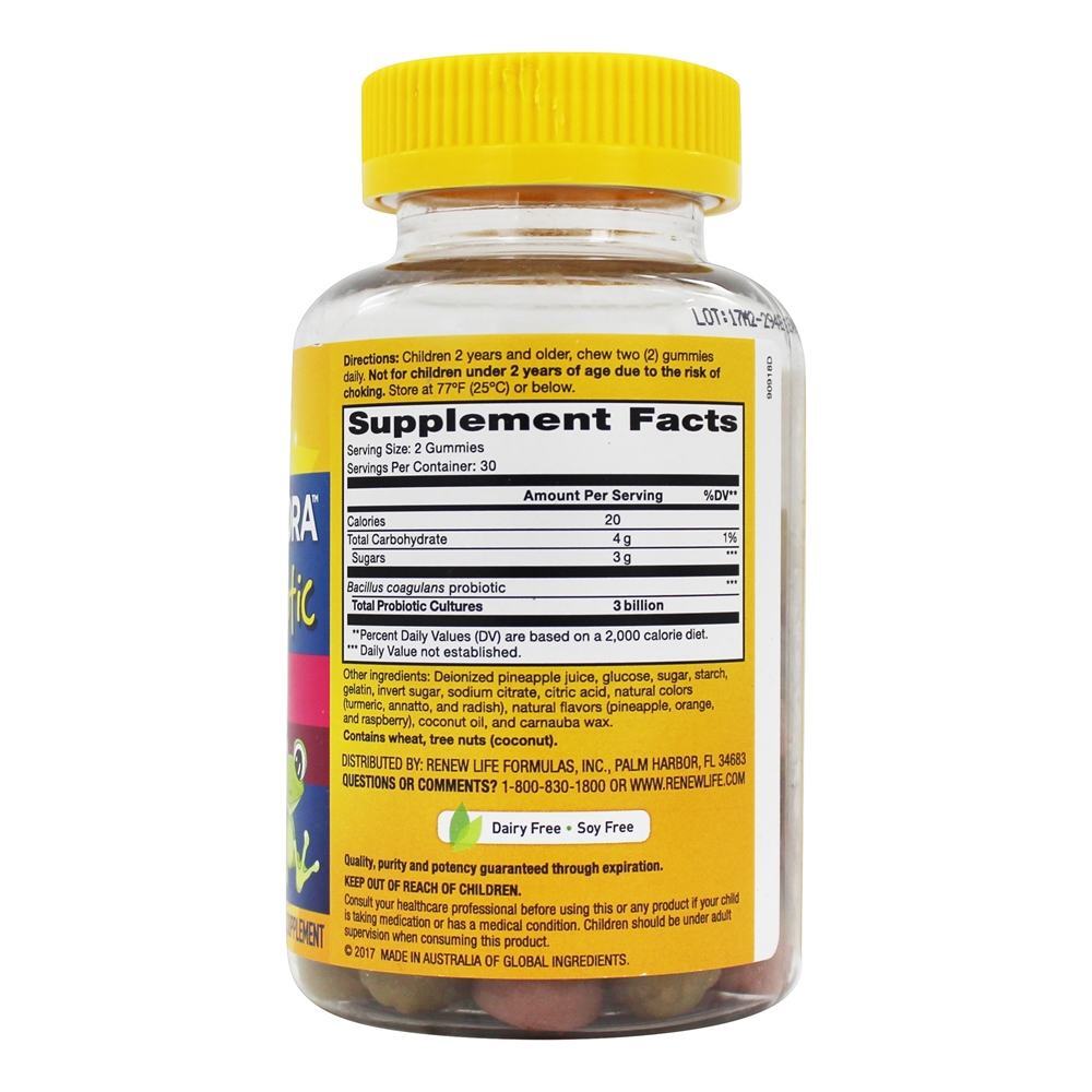 Último Flora Crianças com gomas probióticas 3 Bilhões de UFC - 60 Gummies Renew Life - Imagem 2