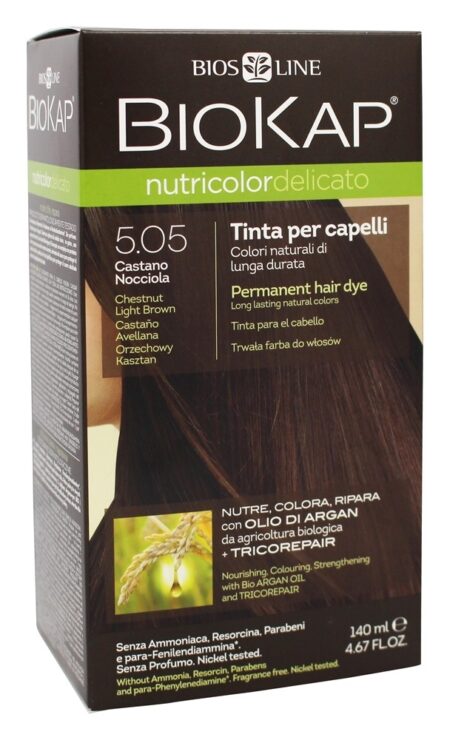 Nutricolor Delicato Tintura Permanente de Cabelo 5.05 Castanho Castanho Claro - 4.67 fl. oz. BioKap