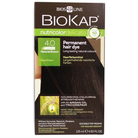 Nutricolor Delicato Permanente Tintura De Cabelo Rápida 4.0 Natural Castanho - 4.5 fl. oz. BioKap