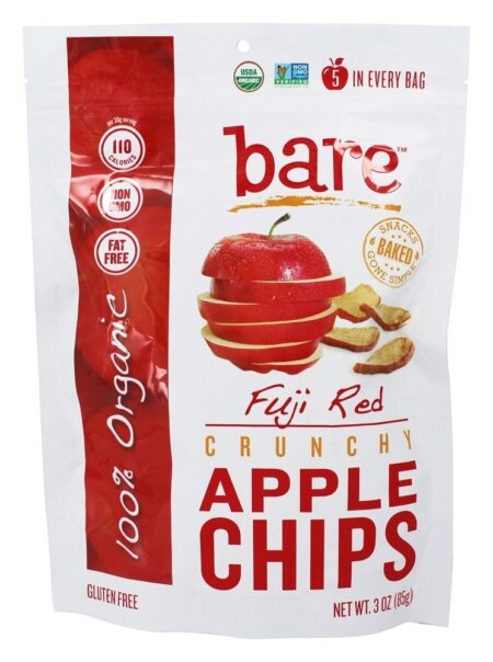 100 Microplaquetas de Apple Crocantes Orgânicas Fuji Red - 3 oz. Bare Snacks