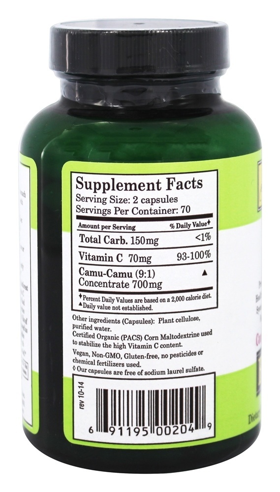 Royal Camu Superfood - Cápsulas vegetarianas 140 Whole World Botanicals - Imagem 2