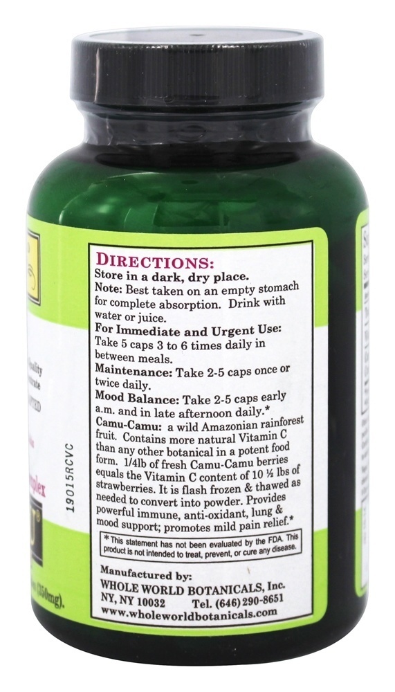 Royal Camu Superfood - Cápsulas vegetarianas 140 Whole World Botanicals - Imagem 3