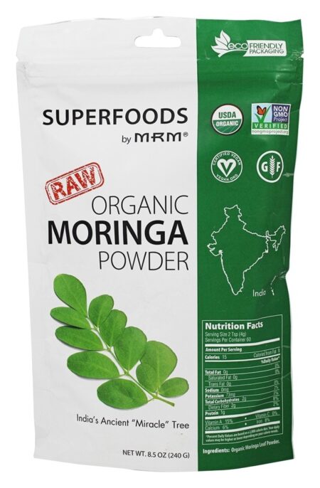 Pó De Moringa Orgânico Cru - 8.5 oz. MRM