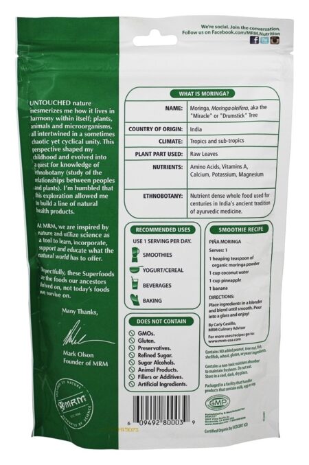 Pó De Moringa Orgânico Cru - 8.5 oz. MRM - Image 2