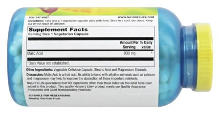 Ácido Málico 800 mg. - Cápsulas vegetarianas 250 Nature's Life - Image 2