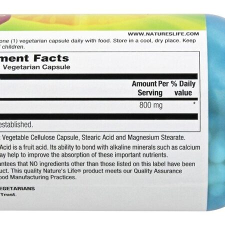 Ácido Málico 800 mg. - Cápsulas vegetarianas 250 Nature's Life - Imagem 2