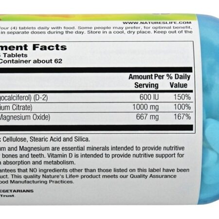 Citrato de Cálcio & Magnésio - 250 Tablets Nature's Life - Imagem 2