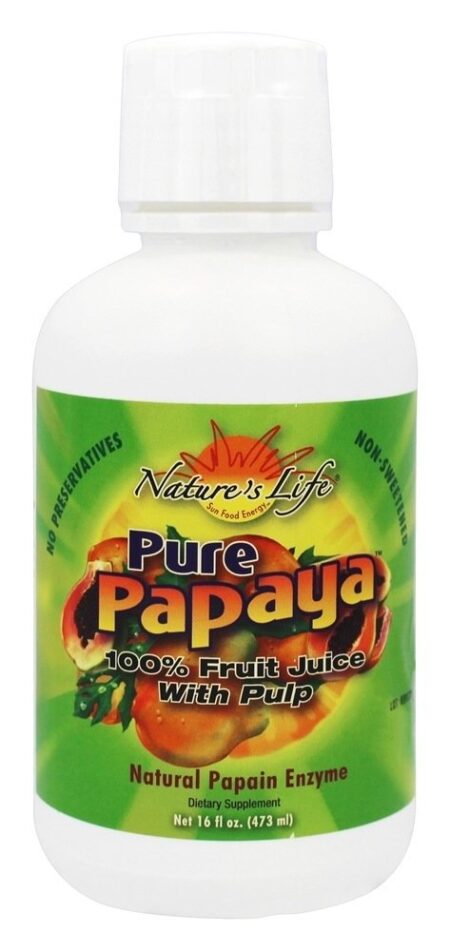 Pure Mamão 100 % Suco de frutas com polpa - 16 fl. oz. Nature's Life