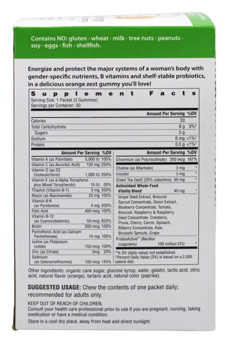 Women's Energy Gominhas Multivitamínicas Sabor Laranja - 30 Pacotes (s) Rainbow Light - Image 2