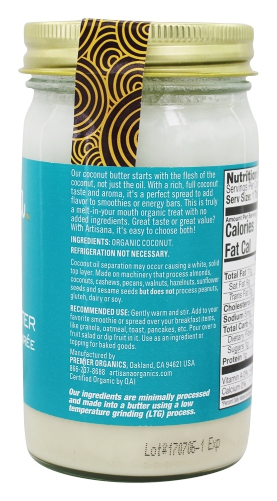 Manteiga De Coco Orgânica Crua - 14 oz. Artisana - Imagem 3