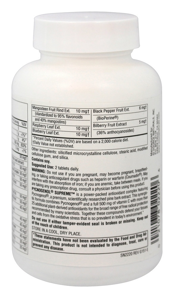Pycnogenol Supreme - 60 Tablets Source Naturals - Imagem 3