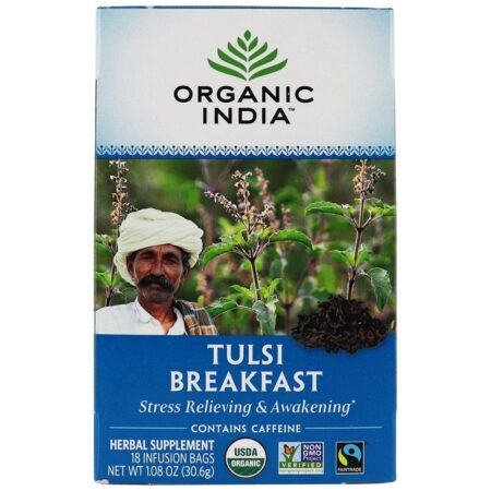 Chá de café da manhã Tulsi - 18 Saquinhos de Chá Organic India