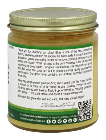 Ghee Orgânico Grassfed - 7.8 oz. Pure Indian Foods - Image 3